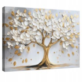 Tableau déco abstrait arbre fleurs moderne 60x40 cm xxl Impression sur toile deco murale intissée pour salon chambre cuisine
