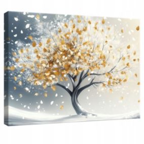 Tableau déco abstrait arbre fleurs moderne 60x40 cm xxl Impression sur toile deco murale intissée pour salon chambre cuisine