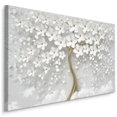 Tableau Déco Arbre Fleurs Abstraction 3D 120cm x 80cm  - Parfait pour décorer votre salon, chambre ou bureau avec un design unique