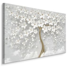 Tableau Déco Arbre Fleurs Abstraction 3D 120cm x 80cm  - Parfait pour décorer votre salon, chambre ou bureau avec un design unique
