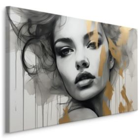 Tableau Déco Portrait De Femme Abstraite 120cm x 80cm  - Parfait pour décorer votre salon, chambre ou bureau avec un design unique
