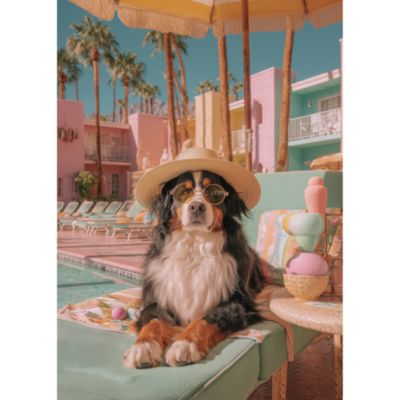 Tableau décoratif chien sur transat 55 x 75 cm, Dada Art