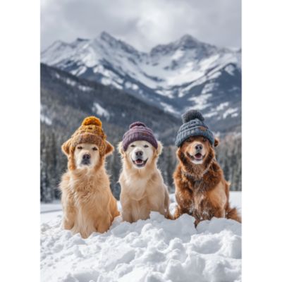 Tableau décoratif chiens en montagne enneigée 55 x 75 cm, Dada Art