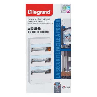 Tableau électrique à équiper 3 rangées - 39 modules Legrand
