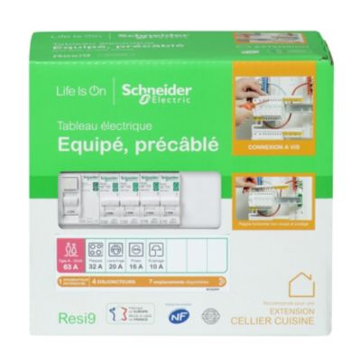 Tableau électrique pré-équipé et pré-câblé 1 rangée - 13 modules (5 inclus) Schneider Electric Resi9 XP
