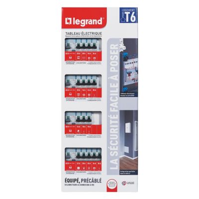 Tableau électrique pré-équipé et pré-câblé 4 rangées Legrand - 52 modules (20 inclus)