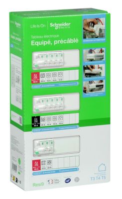 Tableau électrique pré-équipé et pré-câblé T3 au T5 - 3 rangées - 39 modules Schneider Electric Resi9 XE