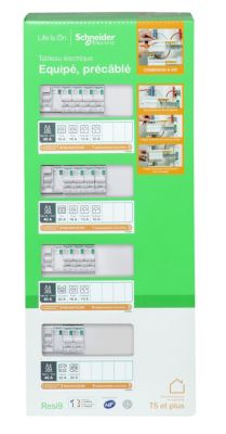 Tableau électrique pré-équipé et pré-câblé T5 + - 4 rangées - 52 modules (17 inclus) Schneider Electric Resi9 XP