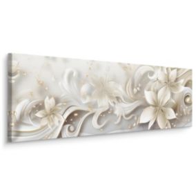 Tableau Fleurs Ornements Abstraction 145cm x 45cm  - Parfait pour décorer votre salon, chambre ou bureau avec un design unique et