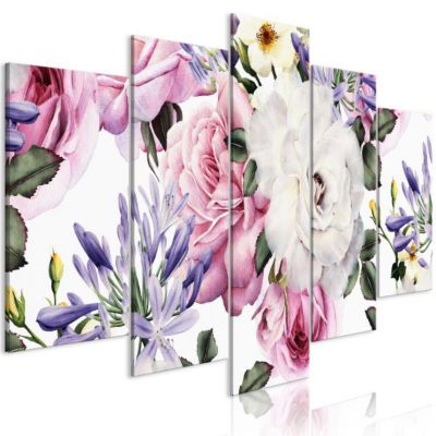Tableau Déco Fleurs Sur Verre - Impression Florale Moderne 100x50 Cm - Multicolore