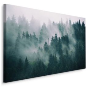 Tableau Forêt Dans Le Brouillard Paysage 70cm x 50cm  - Parfait pour décorer votre salon, chambre ou bureau avec un design unique