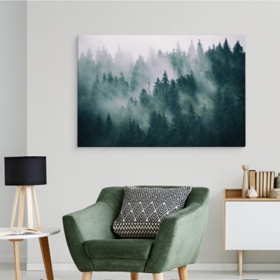 Poster Noir Et Blanc 50x40 Cm – Forêt Brumeuse, Déco Murale Nature Pour Salon Ou Chambre