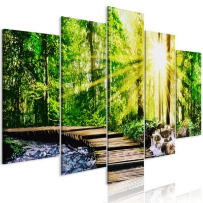 Tableau Forest Footbridge (5 Parts) Wide 100x50 cm