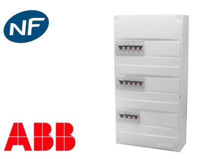Tableau électrique pré équipé saillie 3 rangées à vis ABB