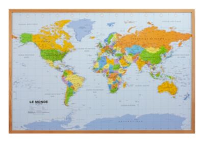 Tableau liège carte du monde L.90 x l.60 cm