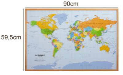 Tableau liège carte du monde L.90 x l.60 cm