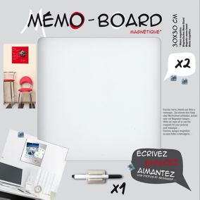 Tableau mémo board blanc 30 x 30 cm