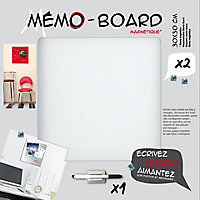 Tableau mémo board blanc L.30 x l.30 cm