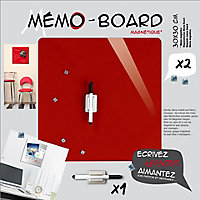 Tableau mémo board rouge 30 x 30 cm