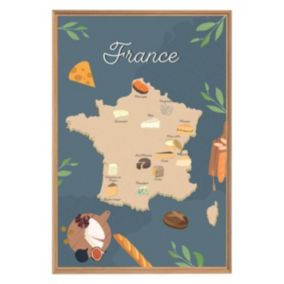 Tableau mural encadré fromages de france 65x97 cm - Fabriqué en France