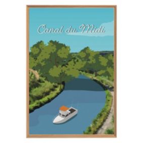 Tableau mural encadré illustration canal du midi 65x97 cm - Fabriqué en France