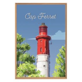 Tableau mural encadré illustration cap ferret 65x97 cm - Fabriqué en France