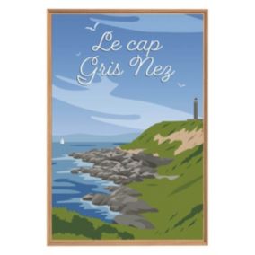 Tableau mural encadré illustration cap gris nez 65x97 cm - Fabriqué en France