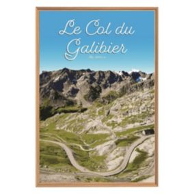 Tableau mural encadré illustration col du galibier 65x97 cm - Fabriqué en France