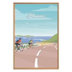 Tableau mural encadré illustration cyclisme 65x97 cm - Fabriqué en France