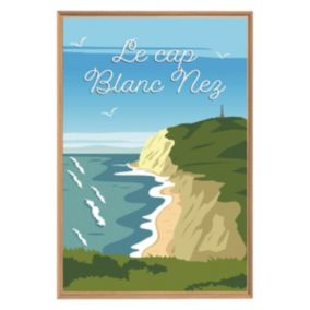 Tableau mural encadré illustration du cap blanc nez 65x97 cm - Fabriqué en France