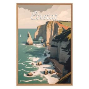 Tableau mural encadré illustration falaise etretat 65x97 cm - Fabriqué en France