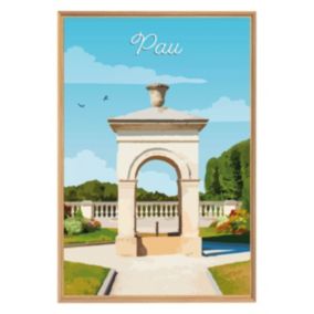 Tableau mural encadré illustration jardin pau 65x97 cm - Fabriqué en France