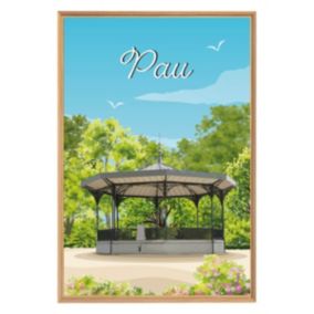 Tableau mural encadré illustration kiosque jardin pau 65x97 cm - Fabriqué en France