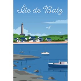 Tableau mural encadré illustration île de batz 65x97 cm - Fabriqué en France