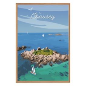 Tableau mural encadré illustration île de chausey 65x97 cm - Fabriqué en France