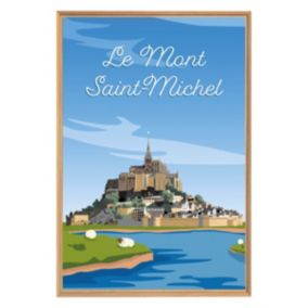 Tableau mural encadré illustration mont-saint-michel de jour 65x97 cm - Fabriqué en France