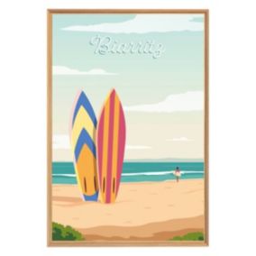 Tableau mural encadré illustration plage de biarritz 65x97 cm - Fabriqué en France