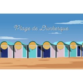 Tableau mural encadré illustration plage de dunkerque 65x97 cm - Fabriqué en France