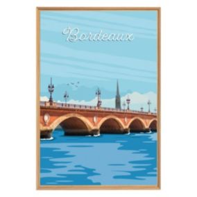 Tableau mural encadré illustration pont de pierre bordeaux 65x97 cm - Fabriqué en France