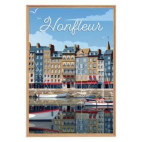 Tableau mural encadré illustration port d'honfleur 65x97 cm - Fabriqué en France