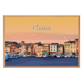 Tableau mural encadré illustration port de cassis 65x97 cm - Fabriqué en France