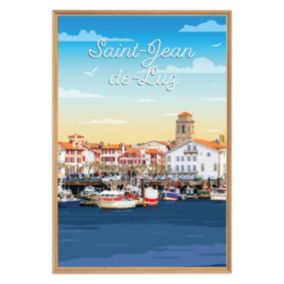 Tableau mural encadré illustration saint-jean-de-luz 65x97 cm - Fabriqué en France