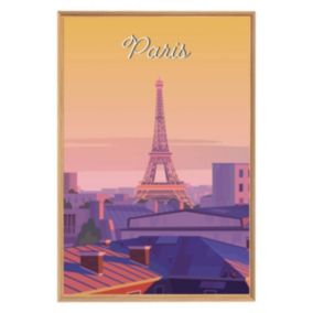 Tableau mural encadré illustration tour eiffel paris 65x97 cm - Fabriqué en France