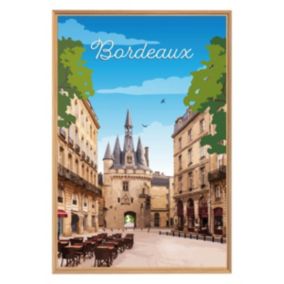 Tableau mural encadré illustration ville de bordeaux 65x97 cm - Fabriqué en France