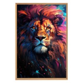 Tableau mural encadré lion vibrant 65x97 cm - Fabriqué en France