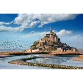 Tableau mural encadré mont-saint-michel marée basse 65x97 cm - Fabriqué en France