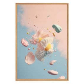 Tableau mural encadré nuage de fleur 65x97 cm - Fabriqué en France