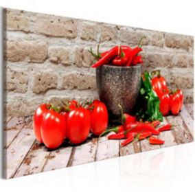 Tableau Nature morte Red Vegetables (1 Part) Brick Narrow 150x50 cm