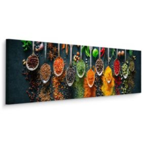 Tableau Panorama Épices Herbes 3D 145cm x 45cm  - Parfait pour décorer votre salon, chambre ou bureau avec un design unique et élé