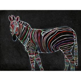 Tableau peinture zèbre 120 x 90 cm - ZEBRA NEON